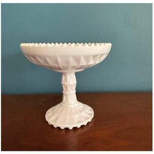 Jeannette Shell Pink Windsor Footed Milk Glass Pedestal Compote Candy Dish
